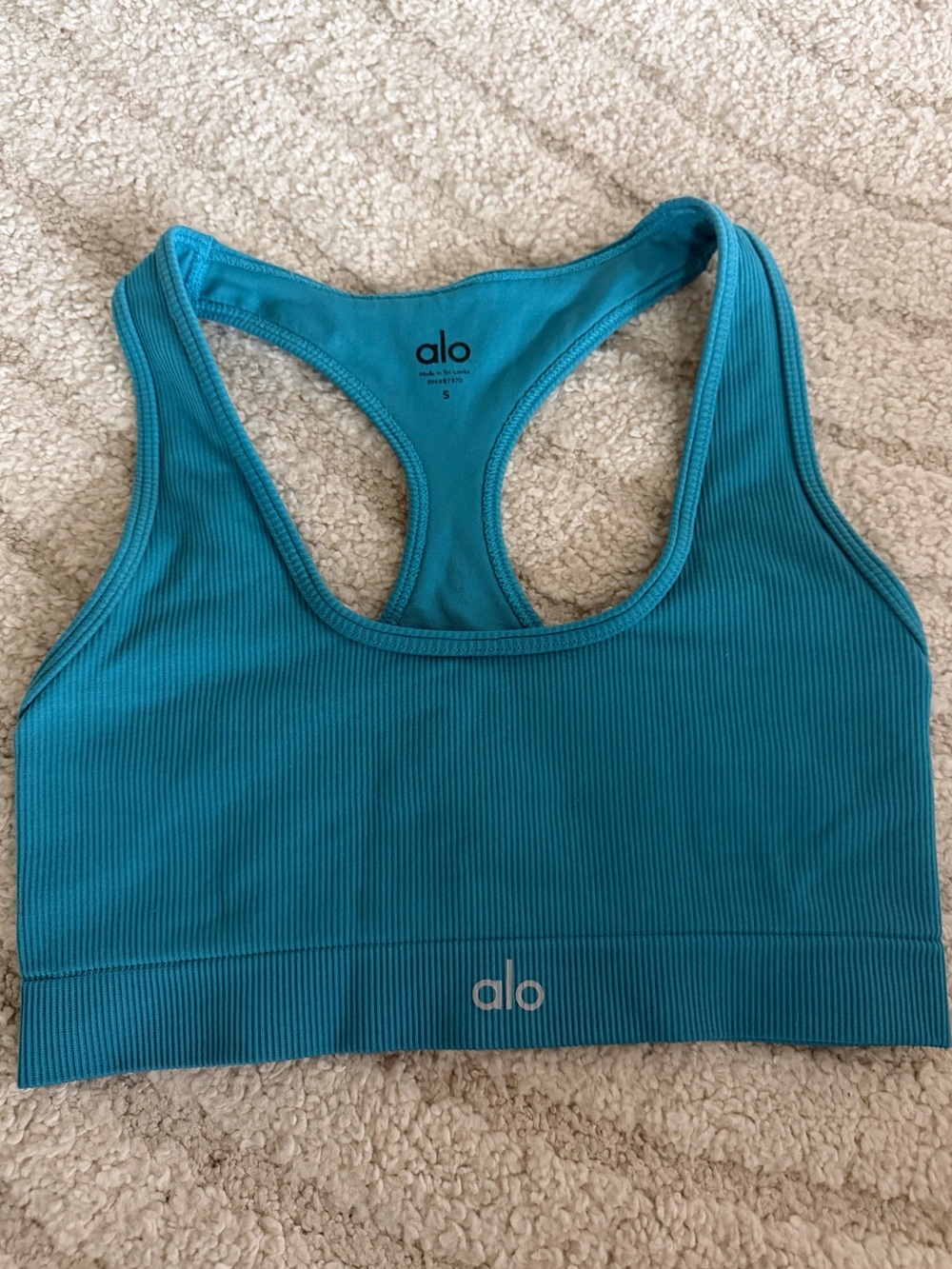 ALO Yoga Teal Ribbed sports bra